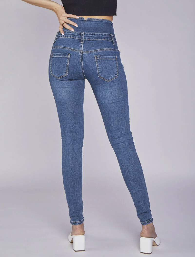 Jean taille empire en gestileerd - Denim blauw - Image 2