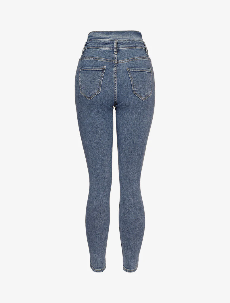 Jean taille empire gespleten en 2 knopen - Blauw - Image 2