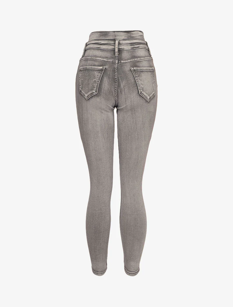 Jean taille empire gespleten en 2 knopen - Lichtgrijs - Image 2