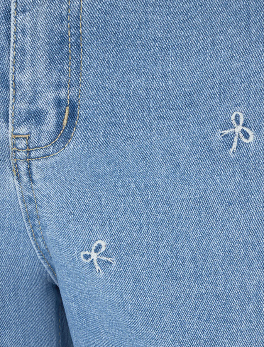 Jeans met borduursel van strikmotief - Blauw - Image 3