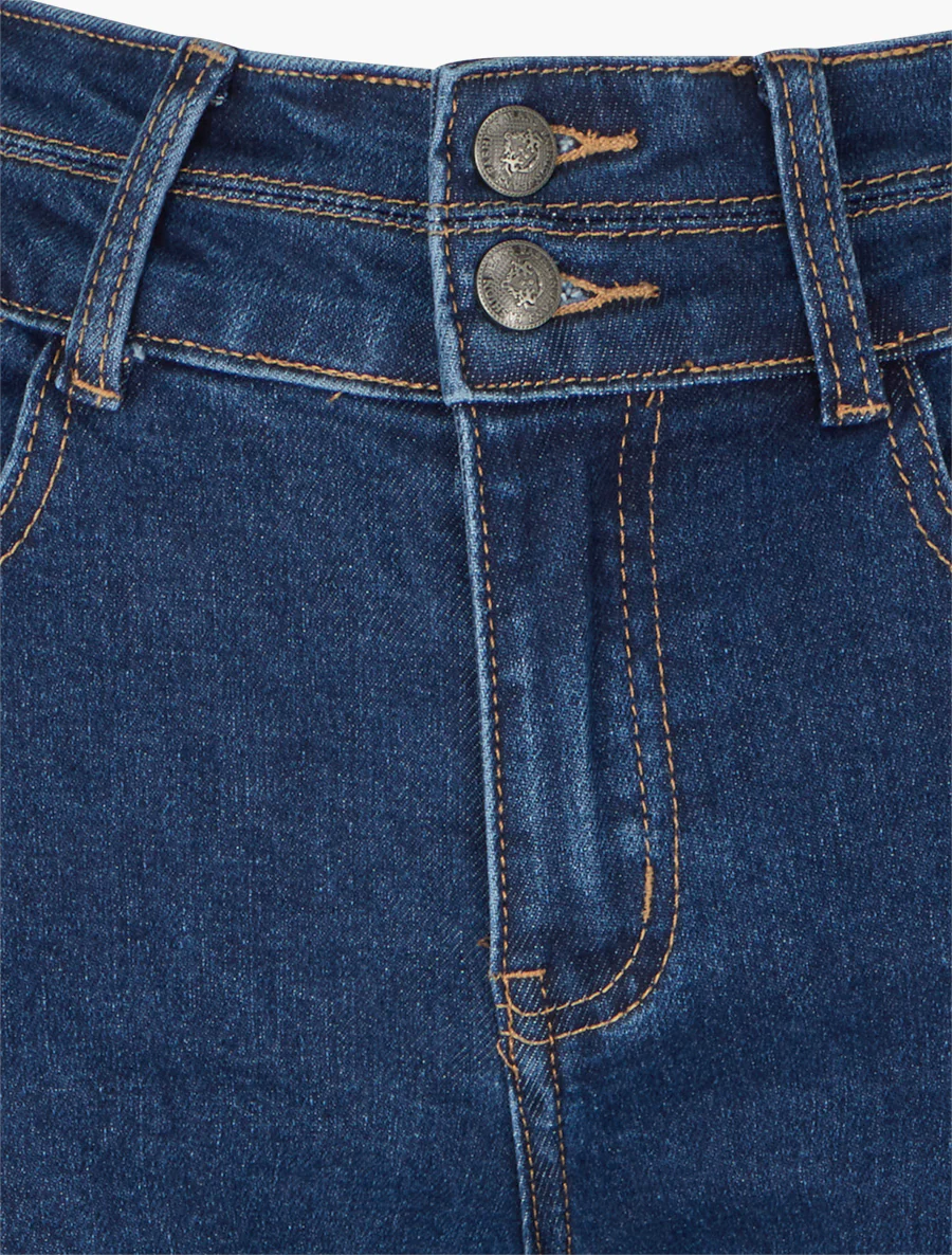 Jeans met hoge taille en rechte pijpen - Blauw - Image 3