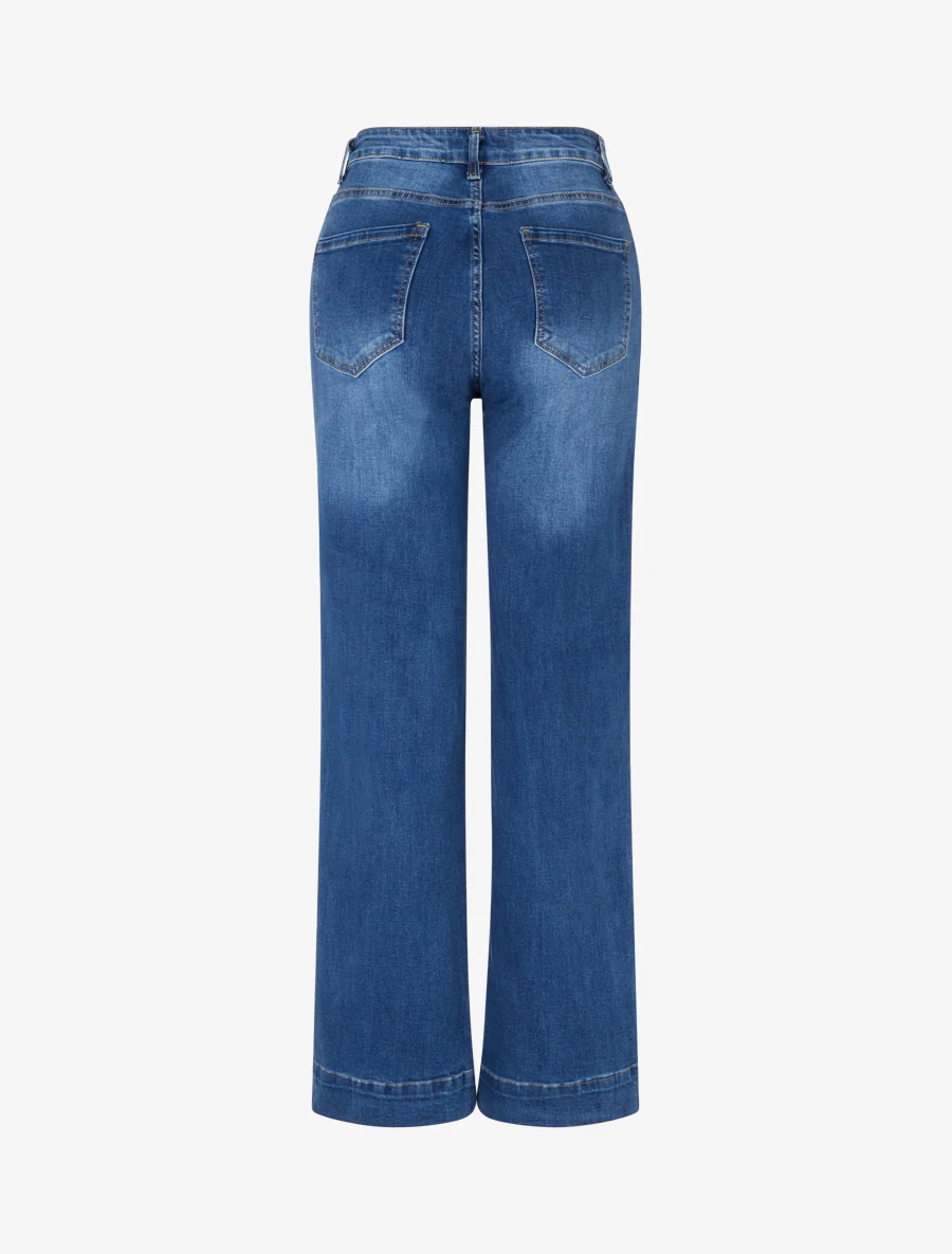 Jeans met hoge taille en rechte pijpen - Blauw - Image 2