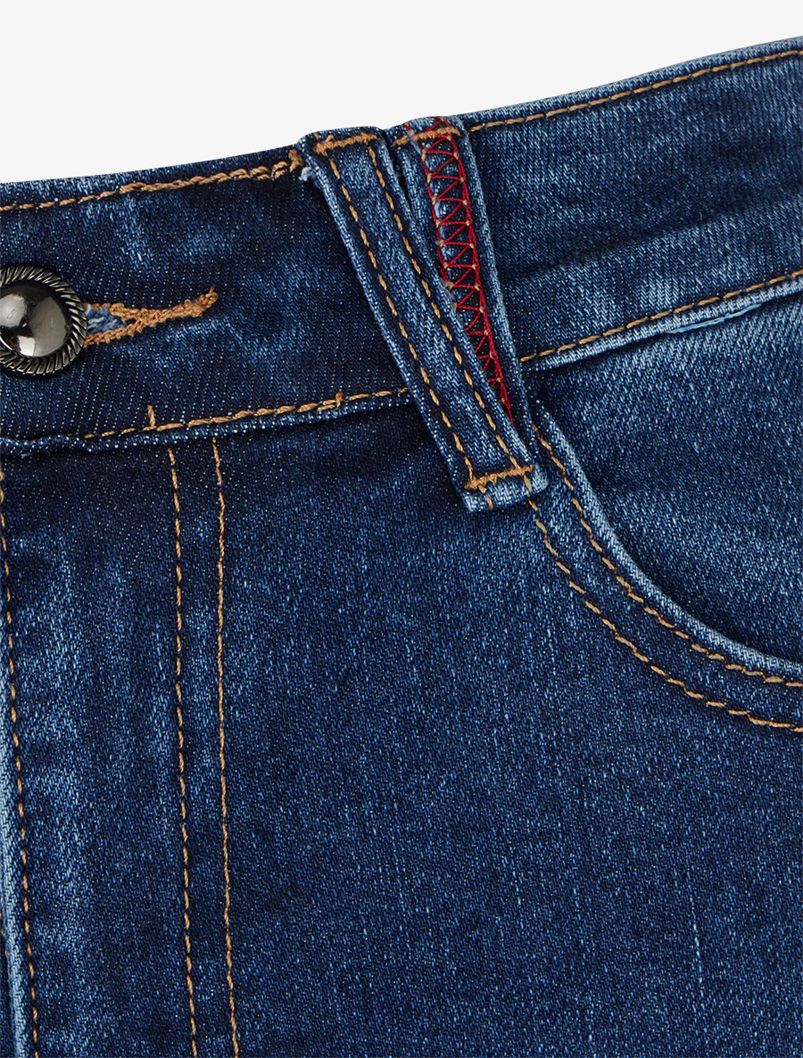 Jeans met omgeslagen zoom. - Blauw - Image 3