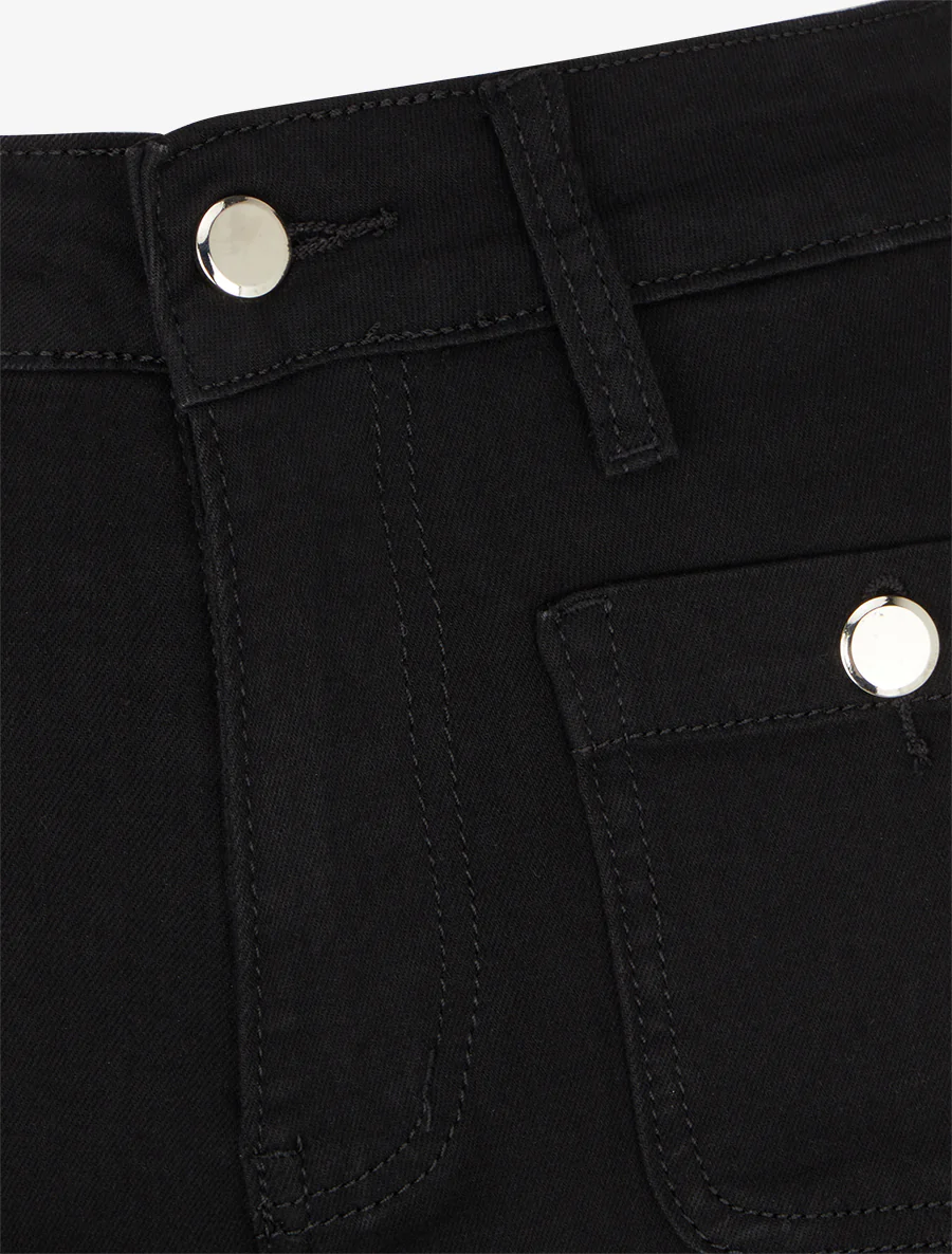 Jeans met opgestikte zakken en knopen, push-up model - Zwart - Image 3