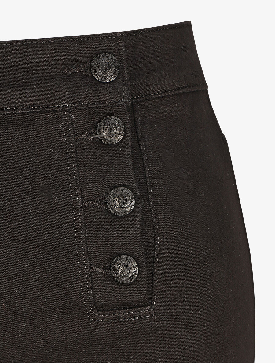 Jeans met rechte pijpen en knoopsluiting - Zwart - Image 3