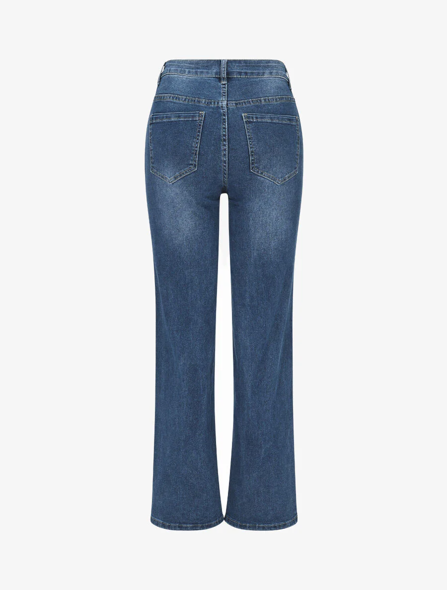 Jeans met rechte pijpen en knoopsluiting - blauw - Image 2