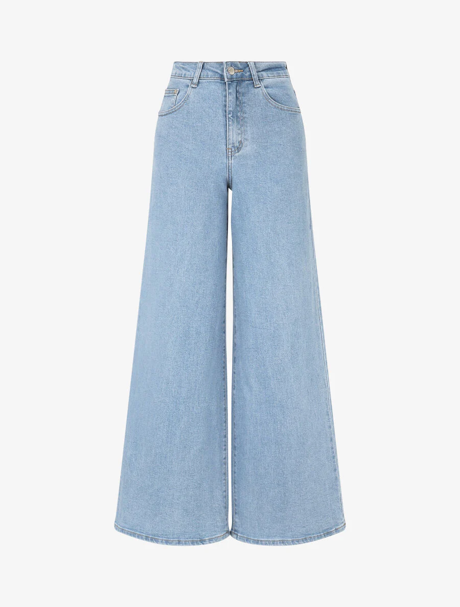 Jeans met rechte wijde pijpen - Lichtblauw