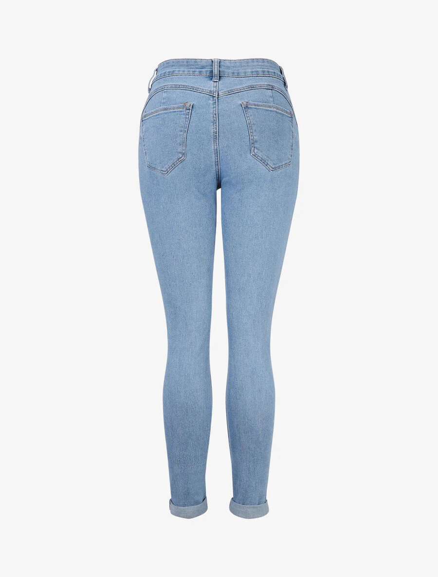 Jeans met revers. slanke pasvorm - Blauw - Image 2