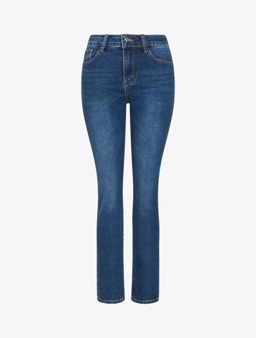 Jeans met smalle pasvorm en dubbel gestikte zakken - Denim