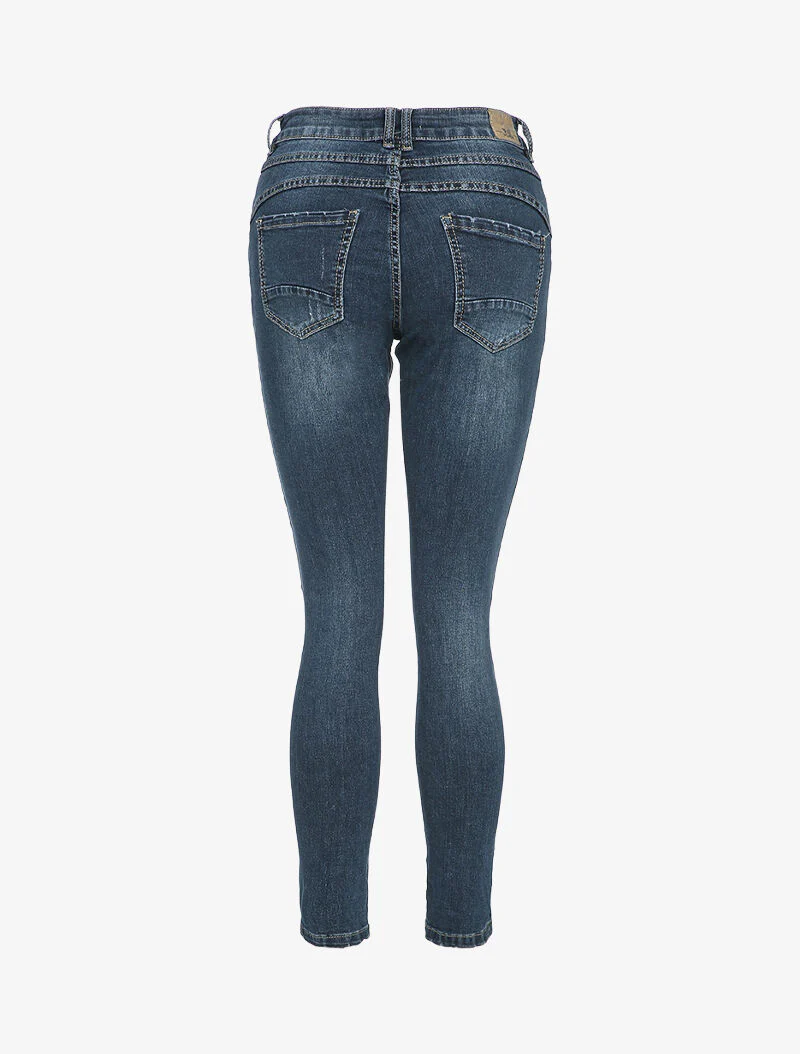 Jean met gestileerde naden - Donker denim - Image 2
