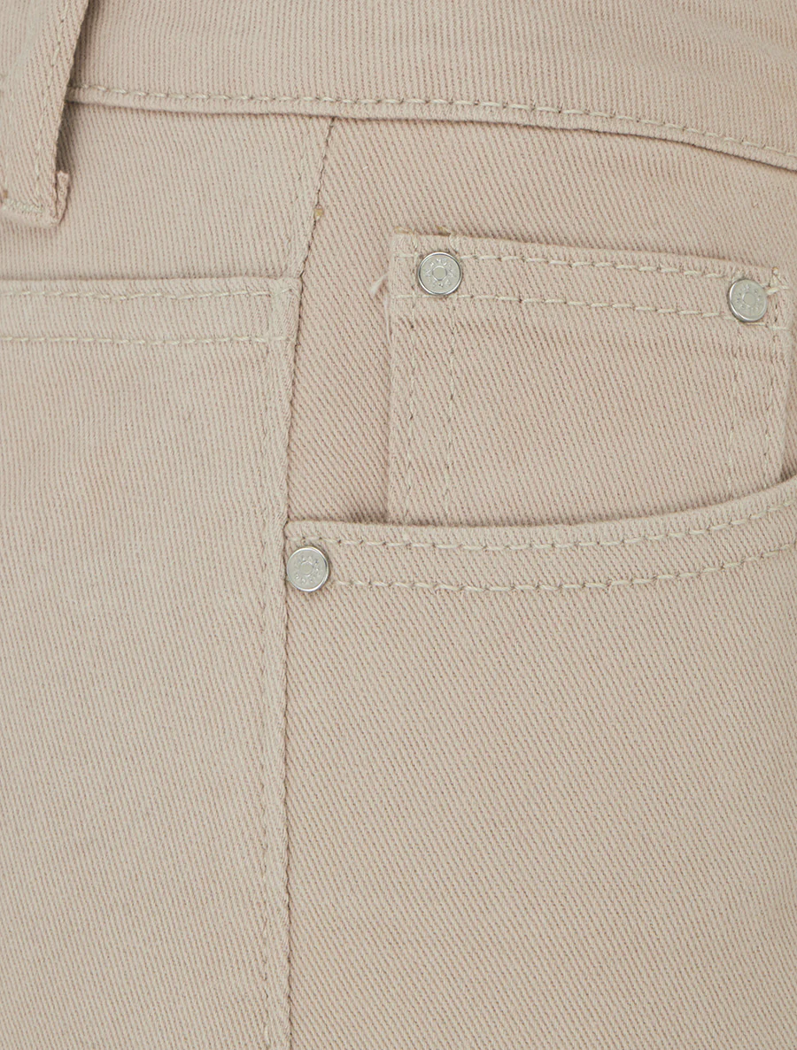 Jeans met wijde pijpen en onafgewerkte zoom - Beige - Image 3