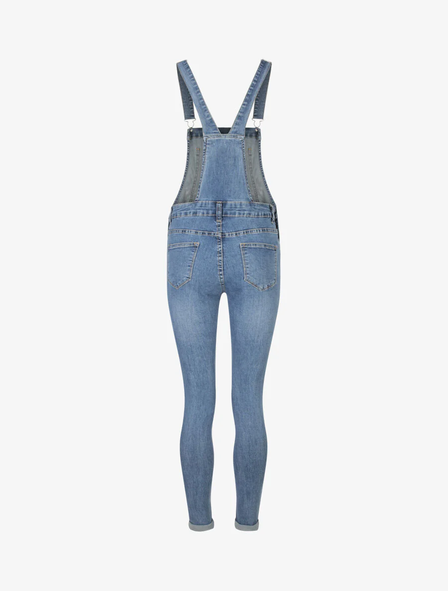 Jeans overall met omgeslagen boorden - Blauw - Image 2