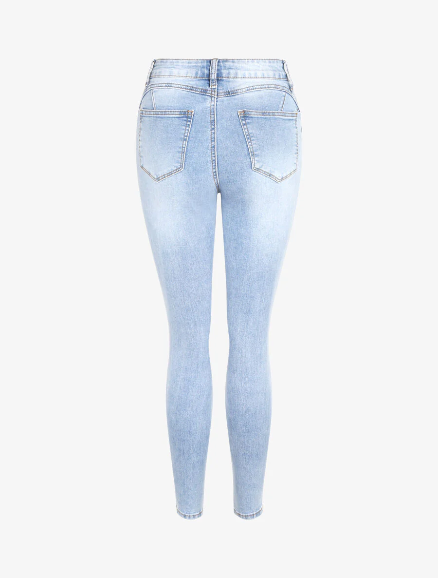 Jean push up met knoopsluiting - Blauwgrijs - Image 2