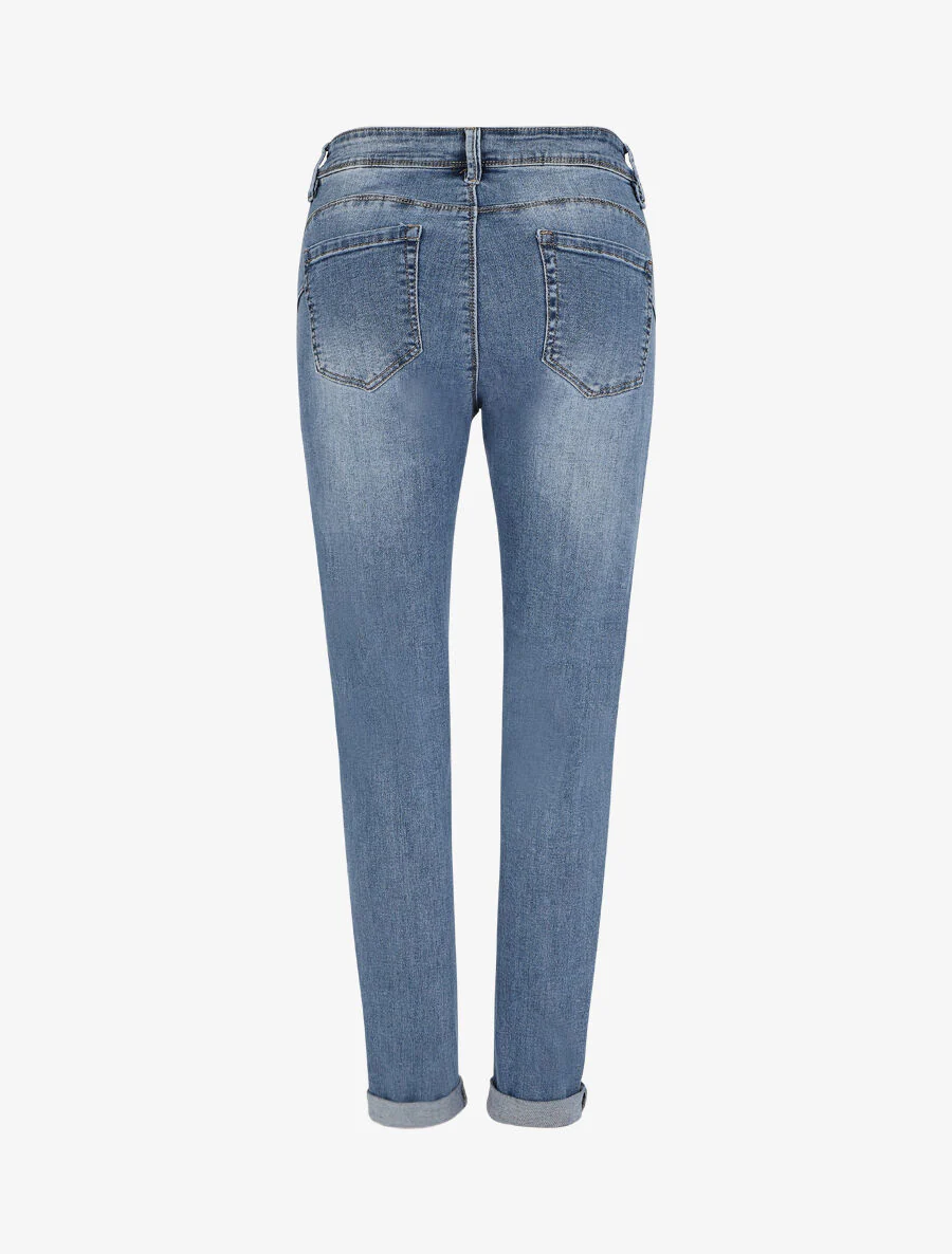 Jean push up slim fit met omslag - Blauw denim - Image 2