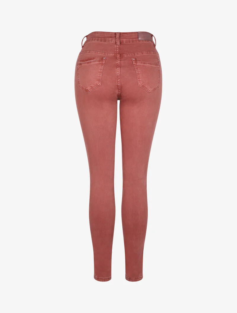 Hoge taille effen skinny jeans - Roze - Image 2
