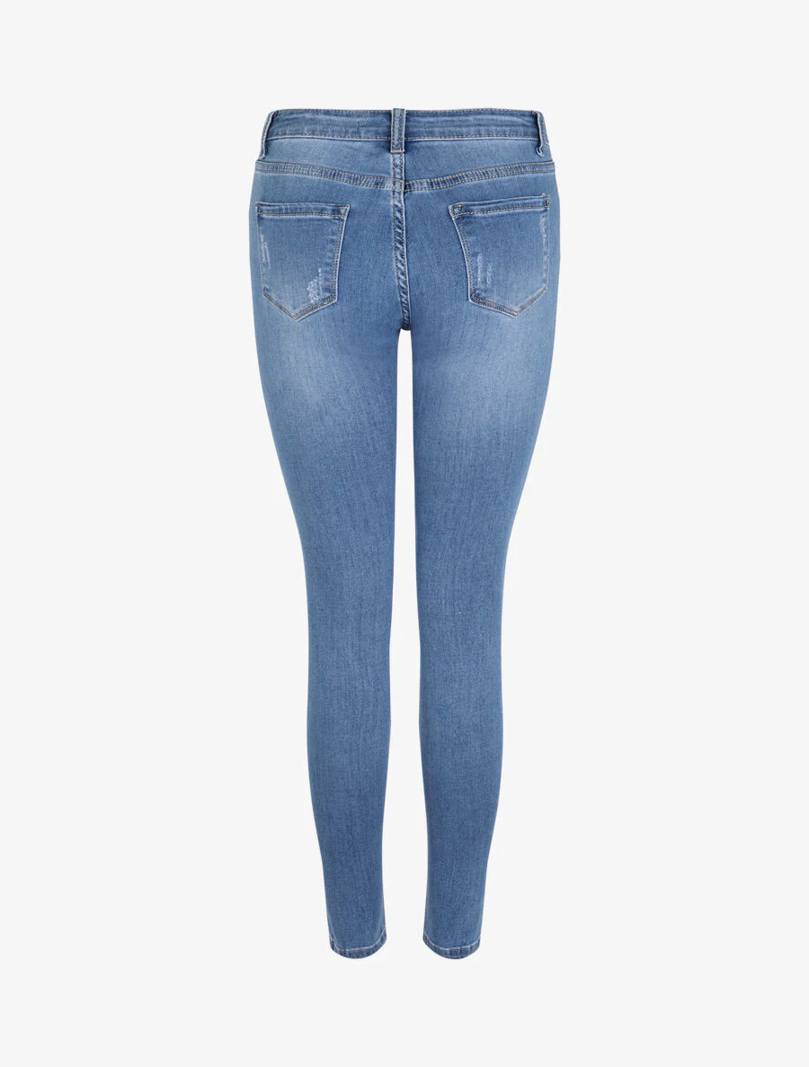 Afgewassen en gescheurde skinny jeans - Blauw - Image 2