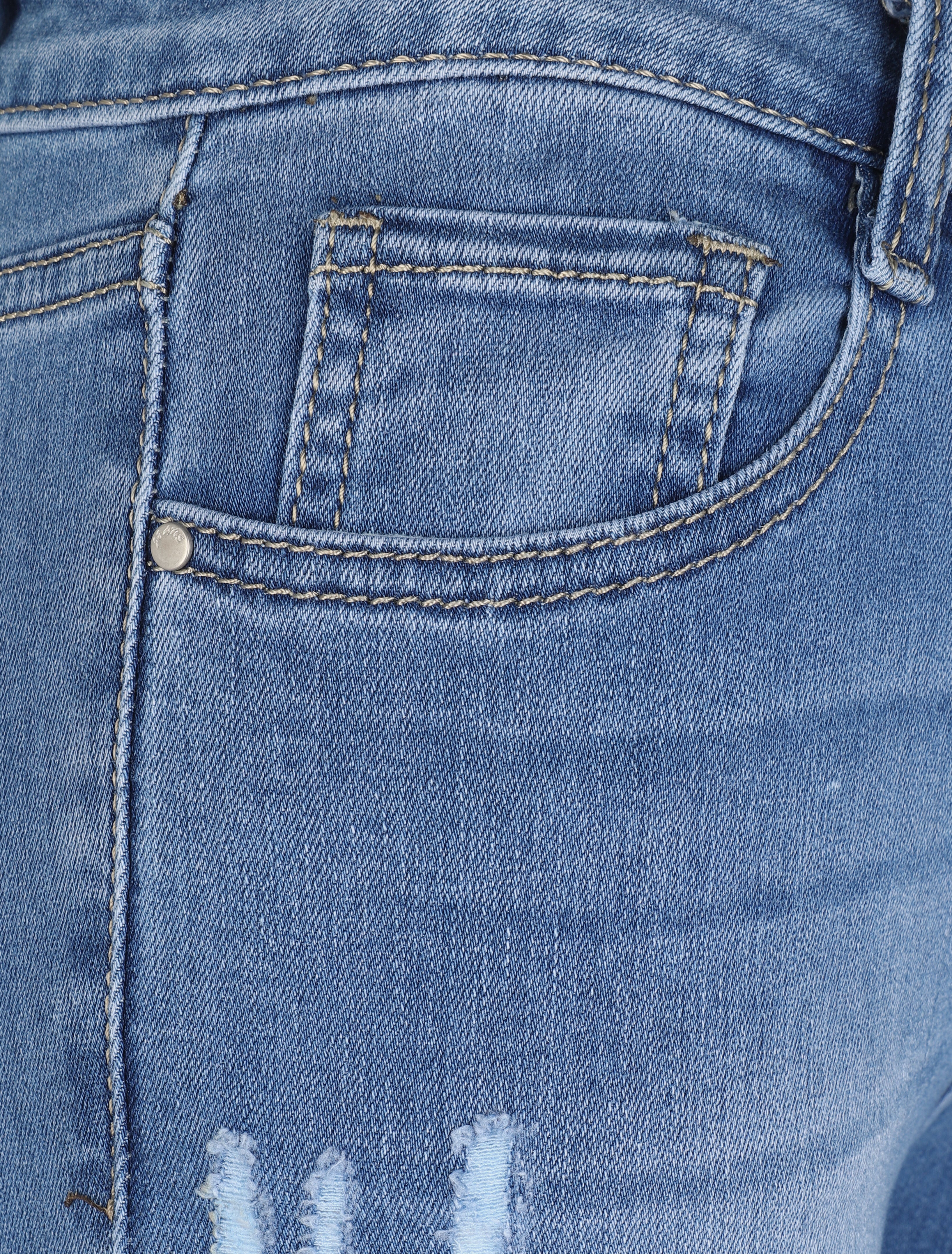 Afgewassen en gescheurde skinny jeans - Blauw - Image 3