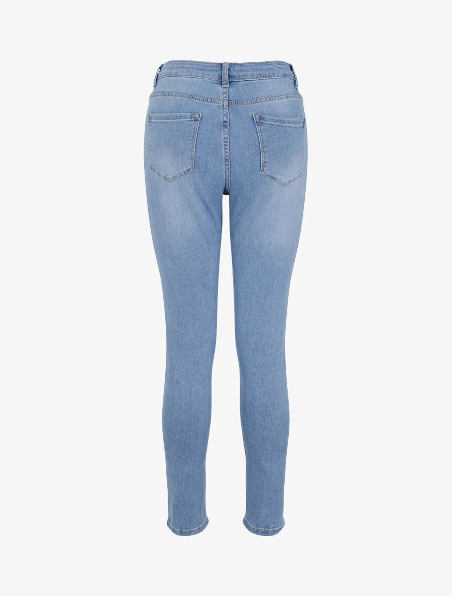Skinny jeans met hoge taille in standaardmaat - Lichtblauw - Image 2