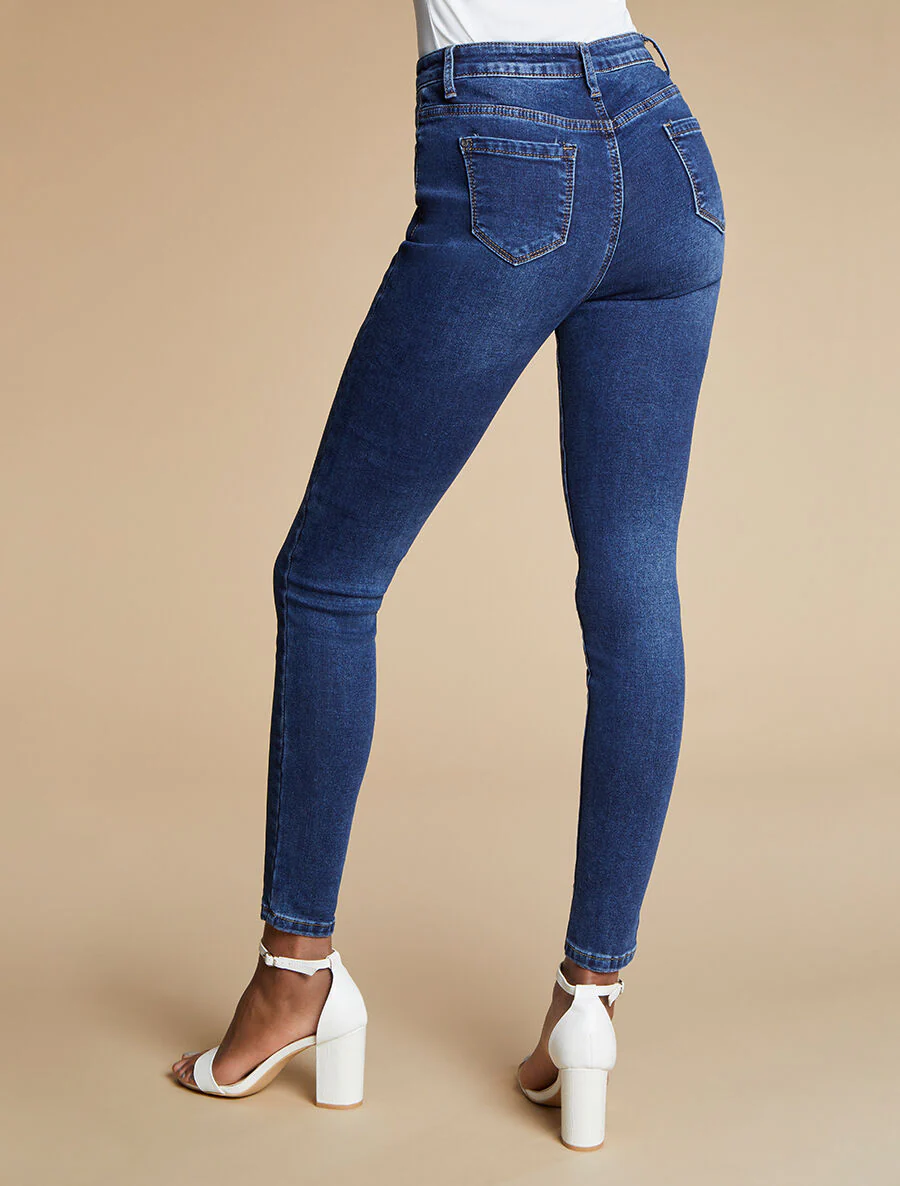 Skinny jeans met hoge taille - Blauw denim - Image 2