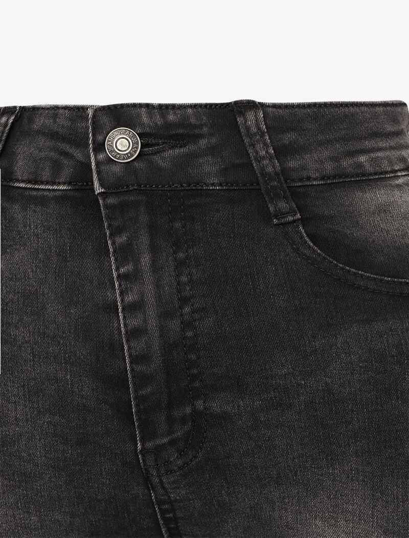 Skinny jeans met hoge taille en gewassen - Donkergrijs - Image 3