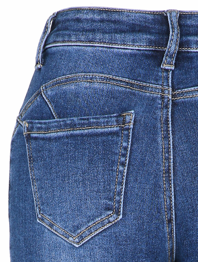 Hoge taille skinny jeans gewassen - Blauw denim - Image 3