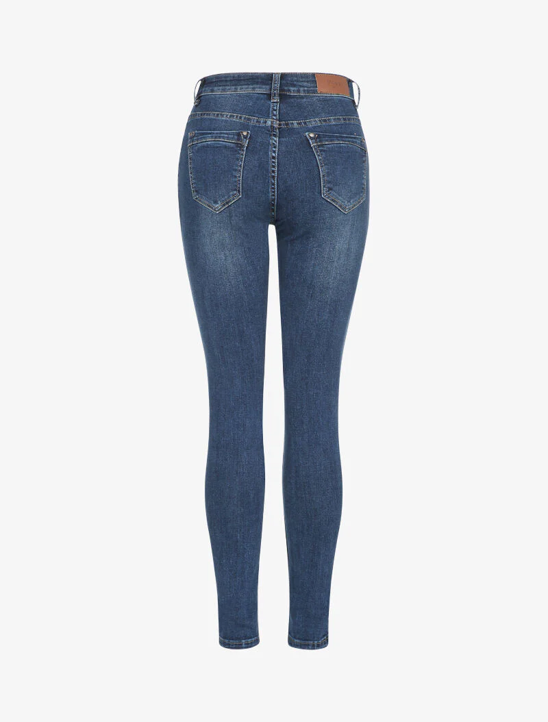 Licht gewassen slim fit jeans met hoge taille - Blauw - Image 2