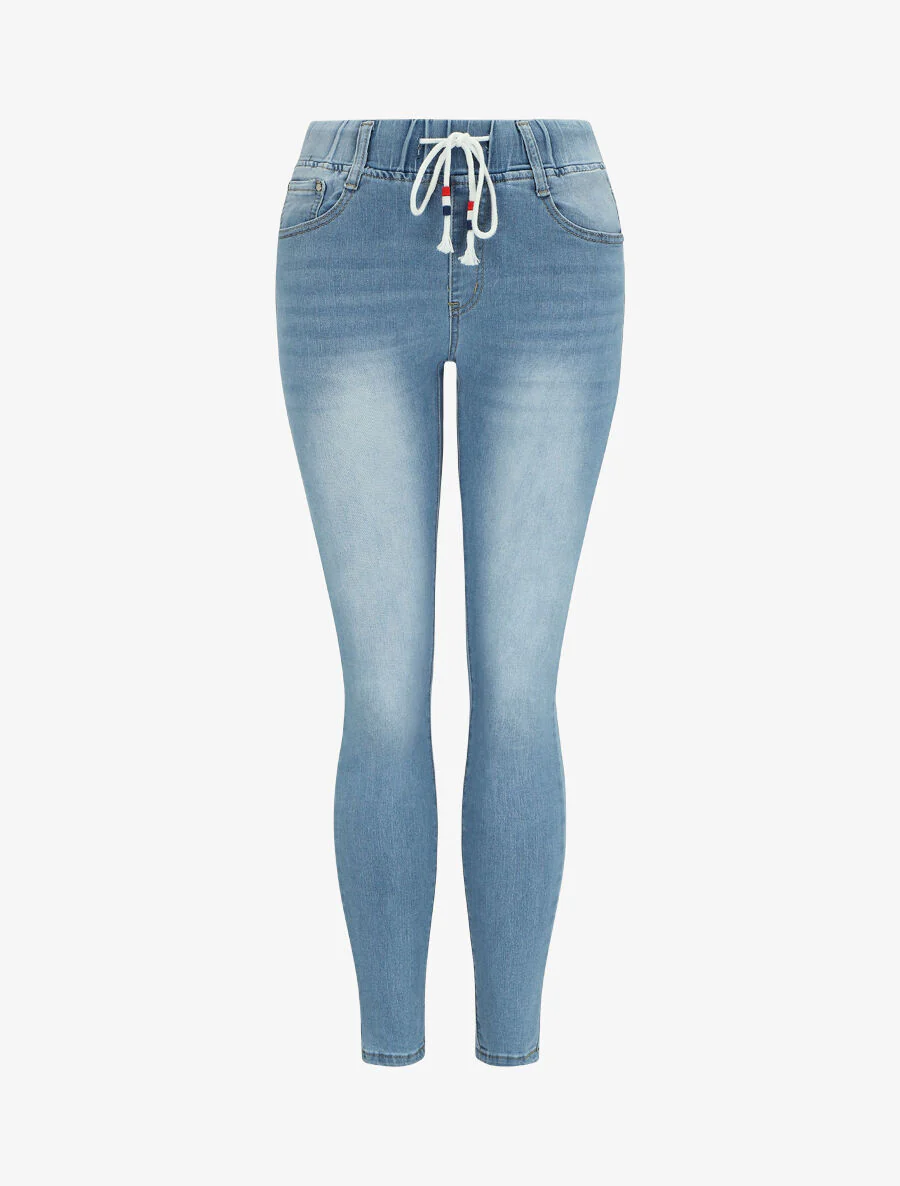 Jean slim met elastische taille - Blauw denim