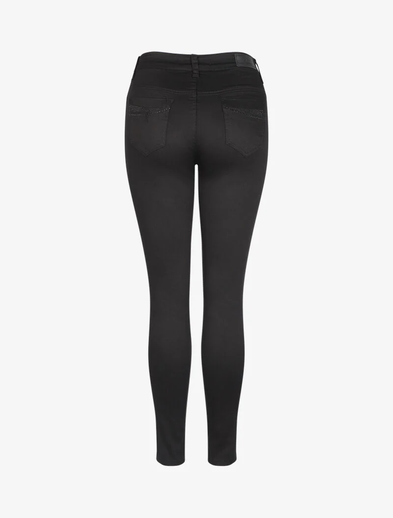 Slim jeans met strassdetails - Zwart - Image 2