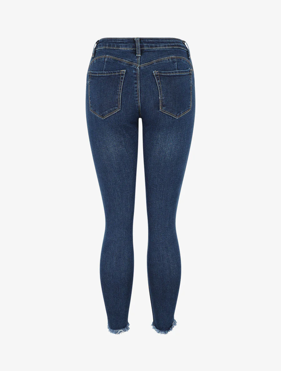 Skinny push up jeans met rafelige randen - Blauw denim - Image 2