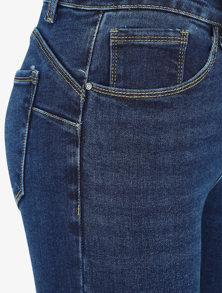 Skinny push up jeans met ruwe randen - Blauw denim - Image 3