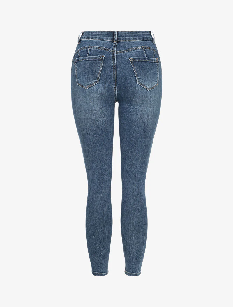 Jean stretch met hoge taille - Blauw denim - Image 2