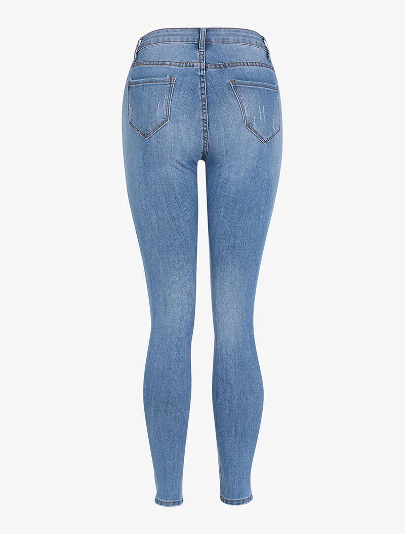 Jean versleten en gescheurd effect - licht denim - Image 5