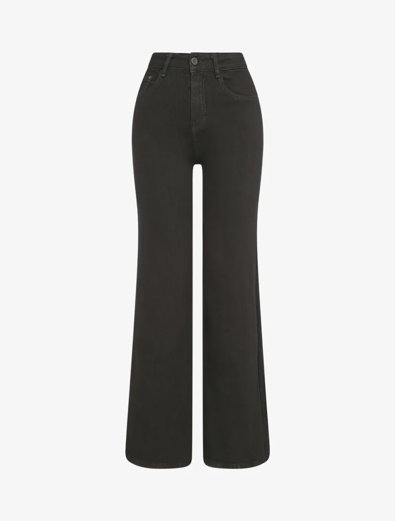 Jean met wijde pijpen en hoge taille - Zwart