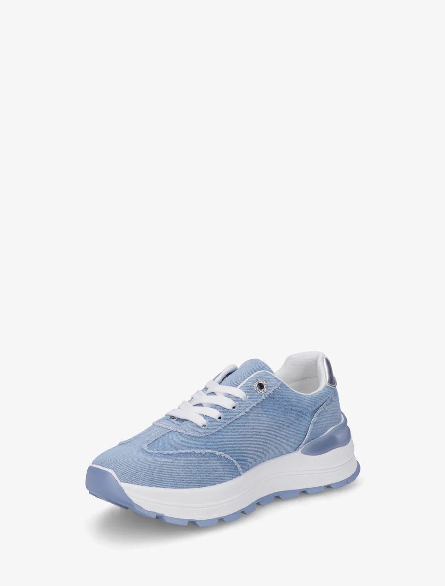 Jeanssneakers met band en contrasterende hielversteviging - Lichtblauw - Image 3