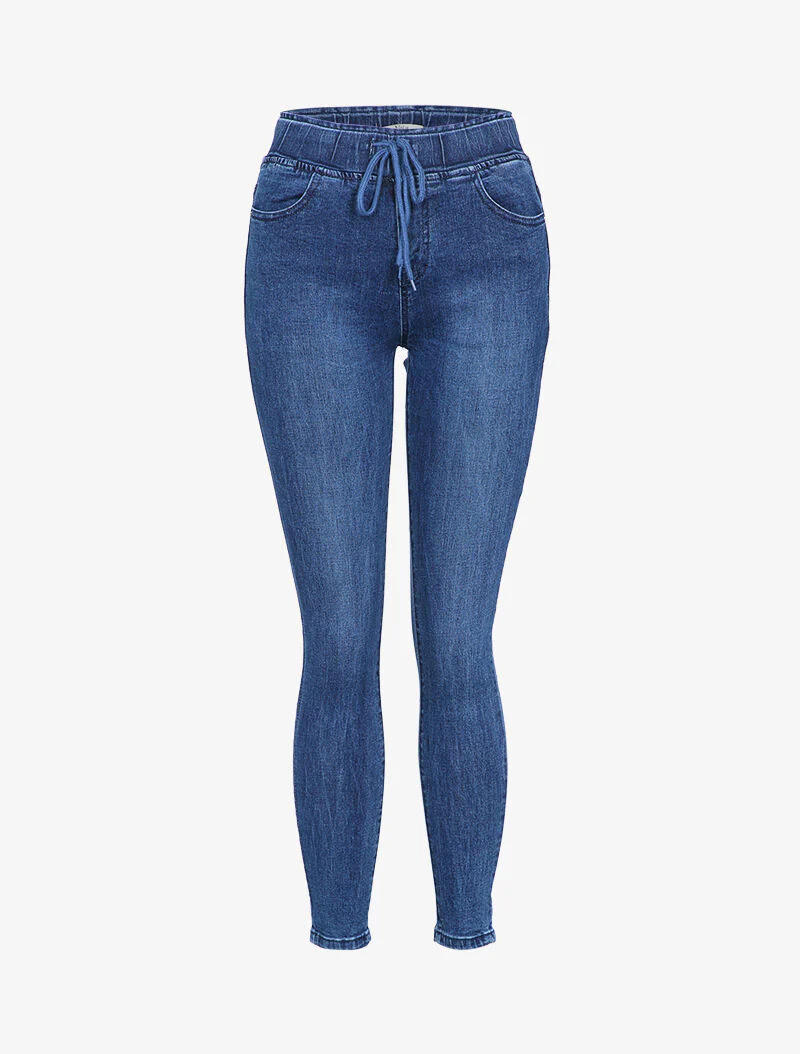 Joggingbroek basic in jeans - Donker denim