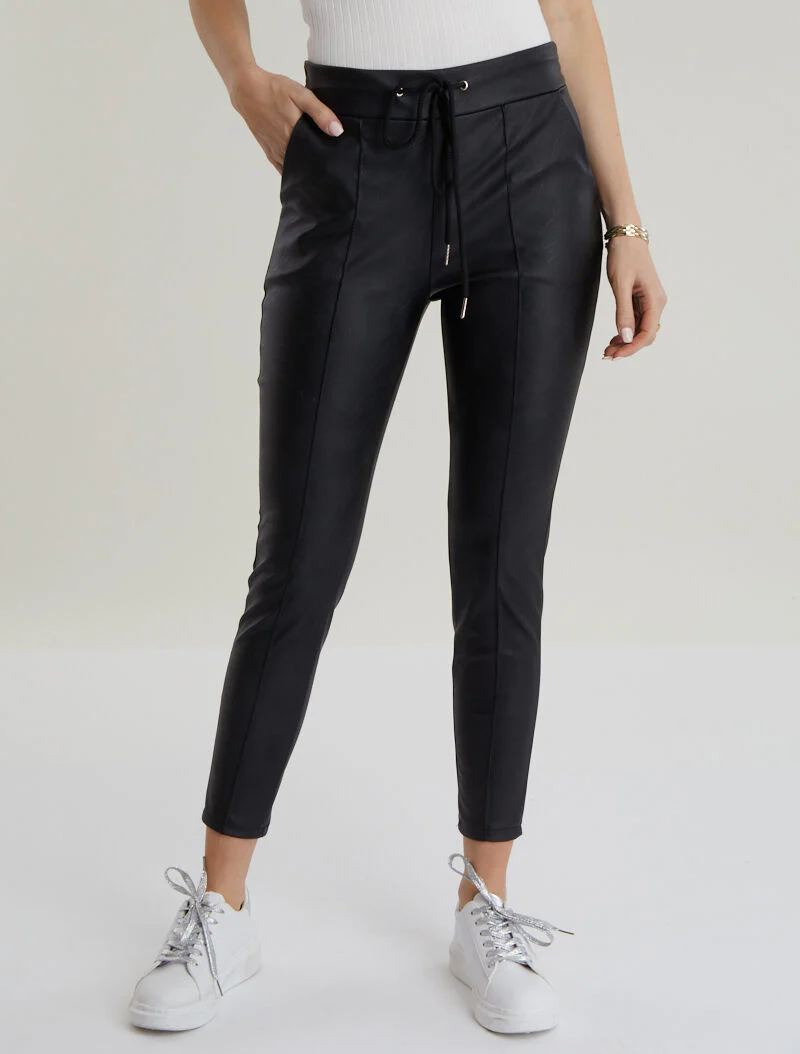 Joggingbroek in imitatieleer - Zwart