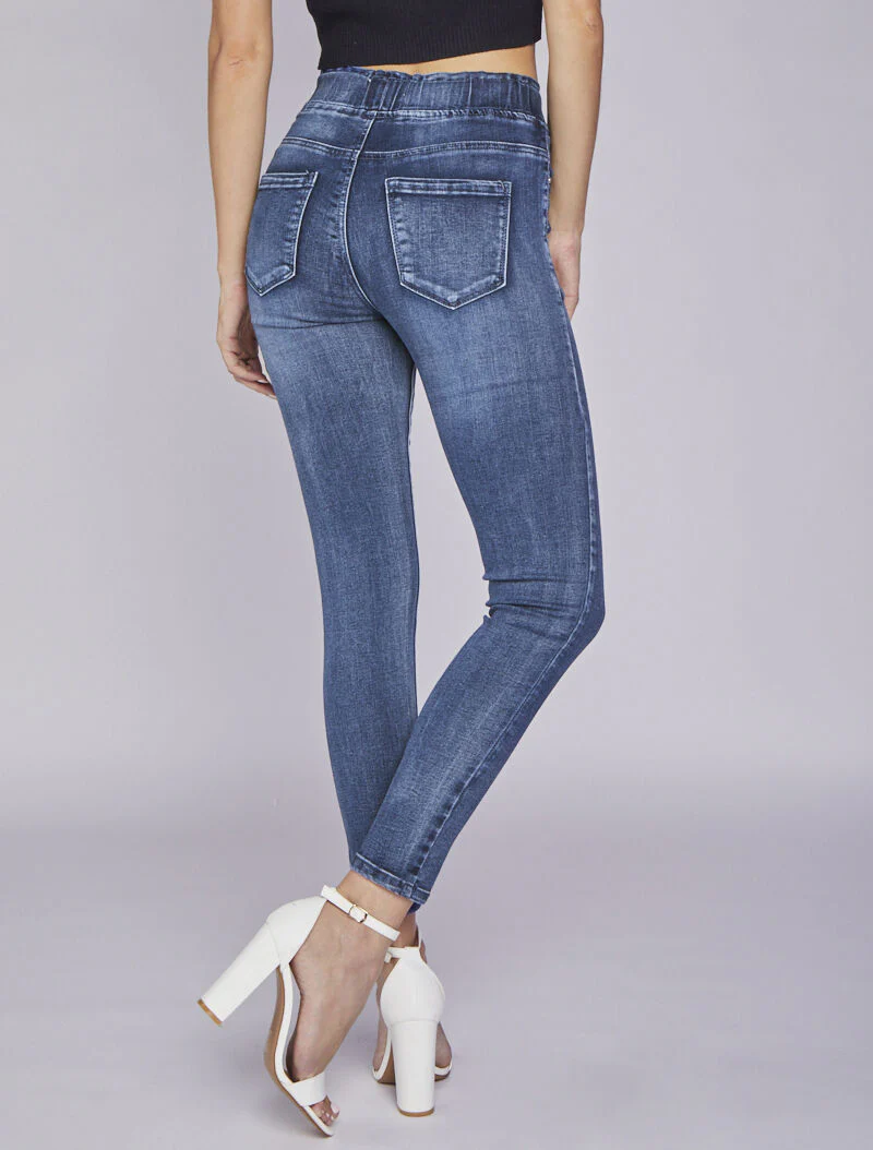 Joggingbroek in skinny jeans met wassing - Blauw denim - Image 2