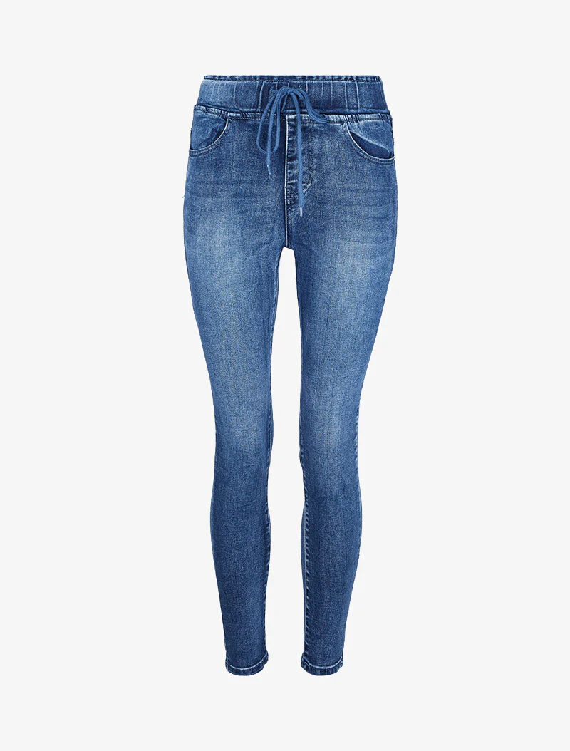 Joggingbroek in skinny jeans met wassing - Blauw denim - Image 3