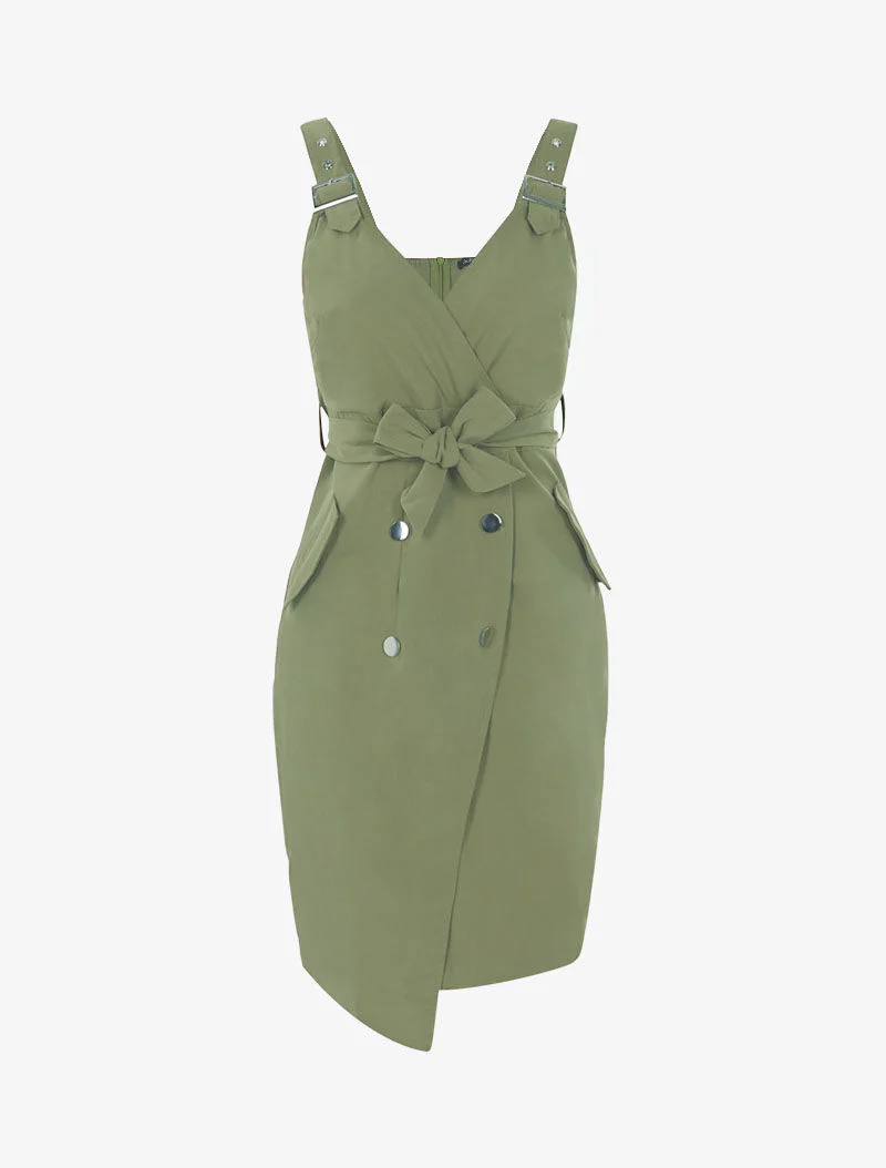 Jurk met decoratieve knopen - kaki