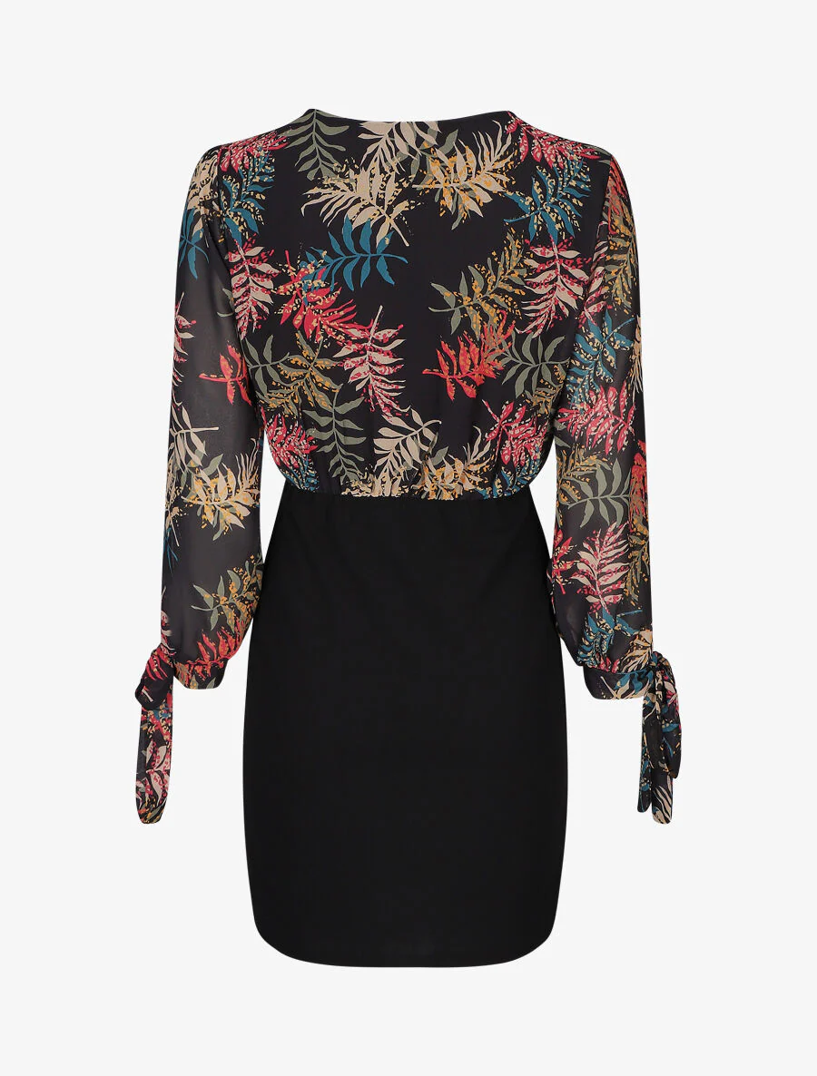 Jumpsuit met bladerenprint op de boezem - Zwart - Image 2