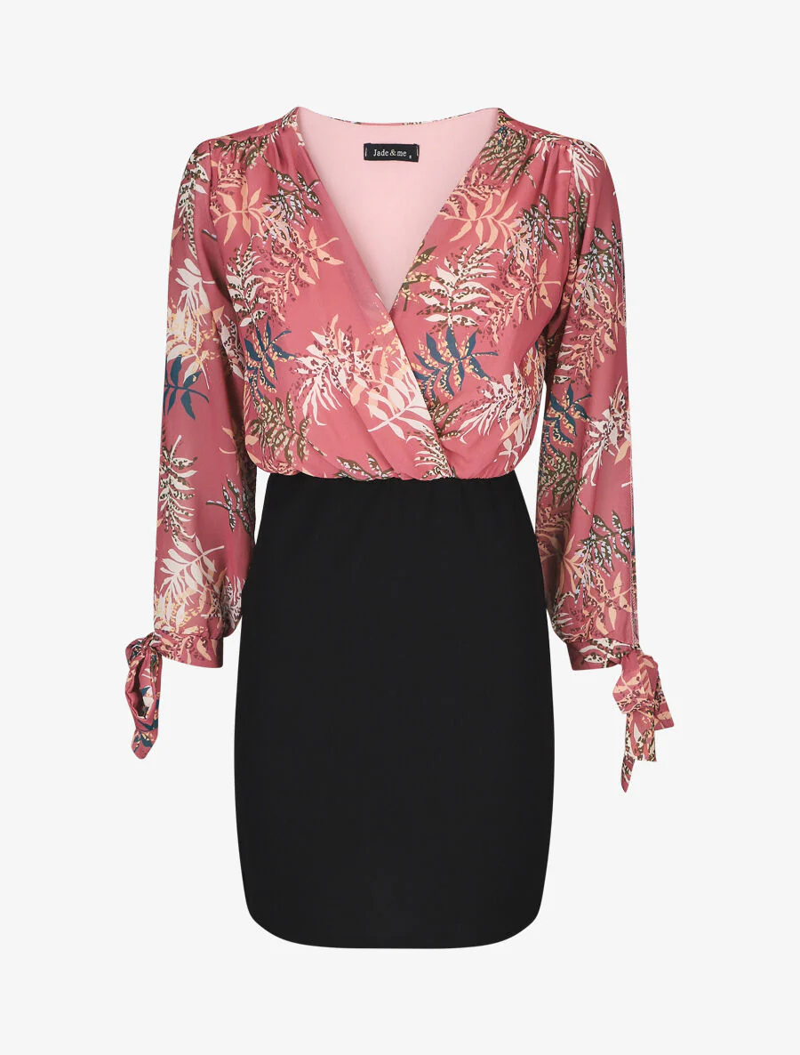 Jumpsuit met bladerenprint op de boezem - Oudroze