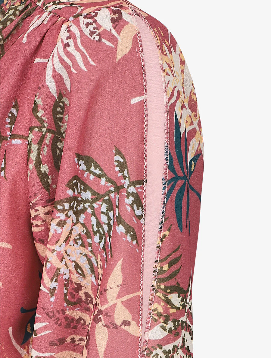 Jumpsuit met bladerenprint op de boezem - Oudroze - Image 3