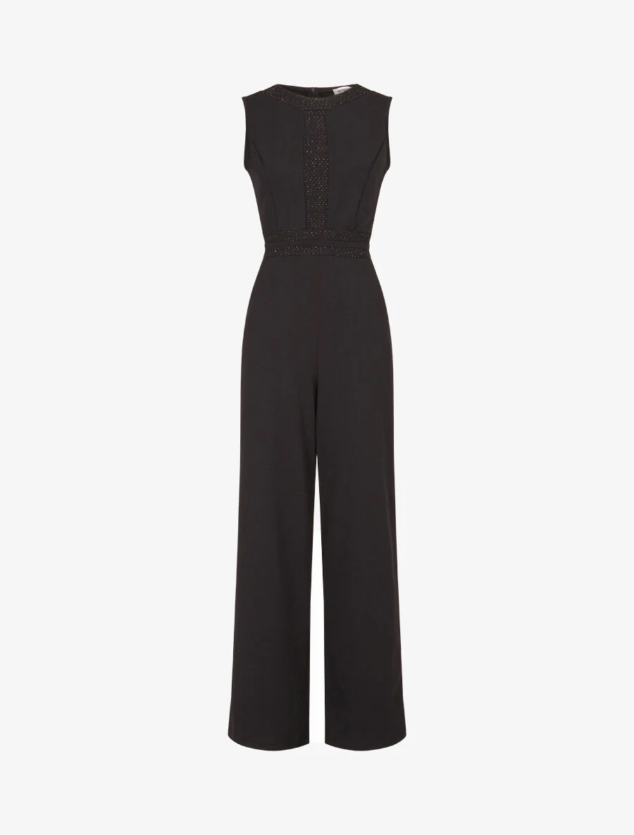 Jumpsuit met iriserende streep - zwart