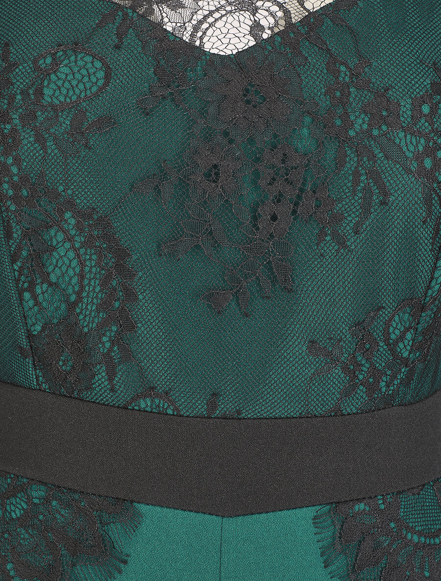 Jumpsuit met kanten mouwen - dennengroen - Image 3