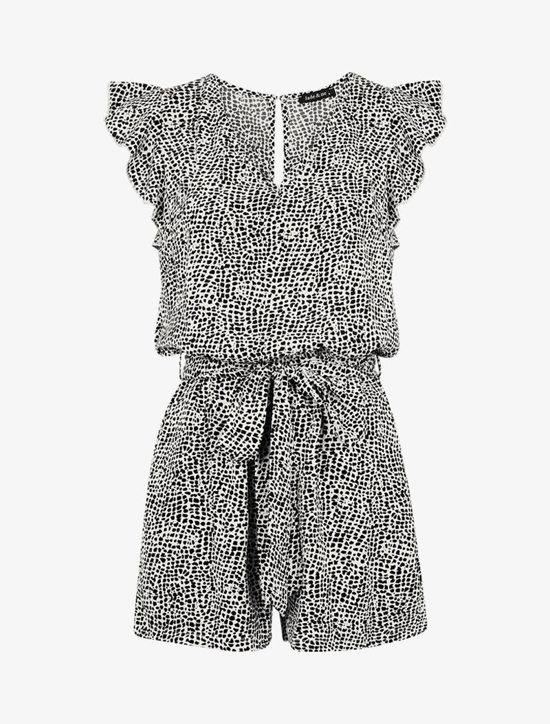 Jumpsuit met spikkelpatroon - zwart