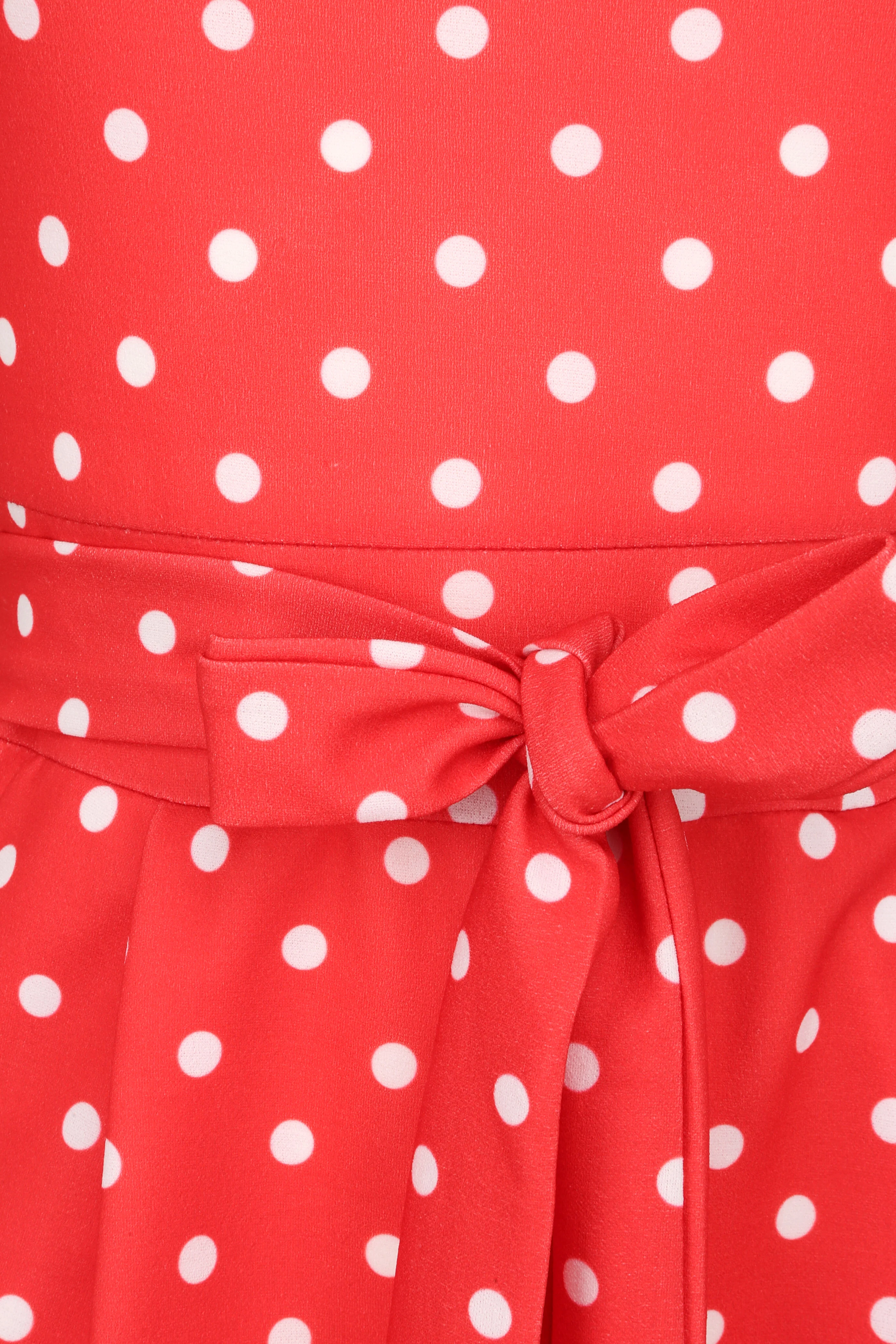 Aansluitende playsuit met stippen - Rood - Image 3