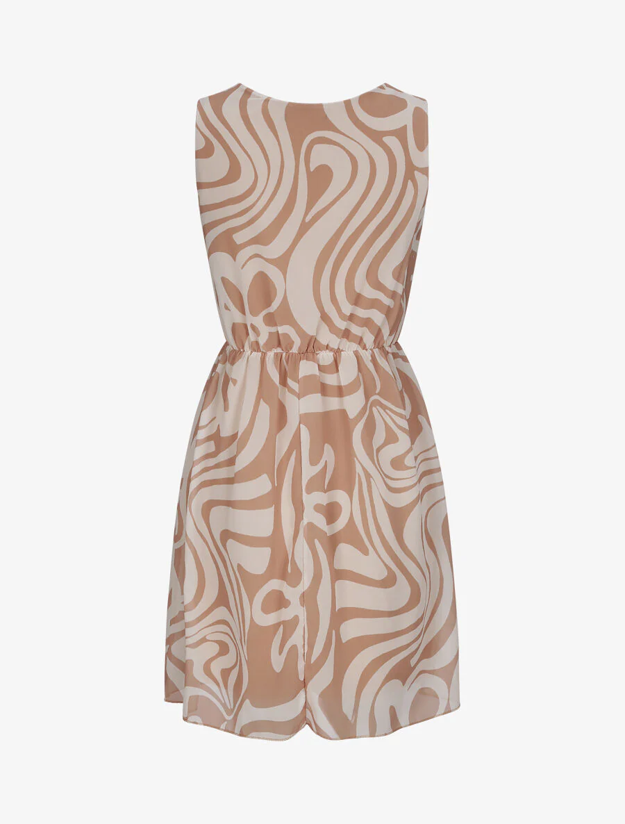 Jurk van voile met grafische print - Camel - Image 2