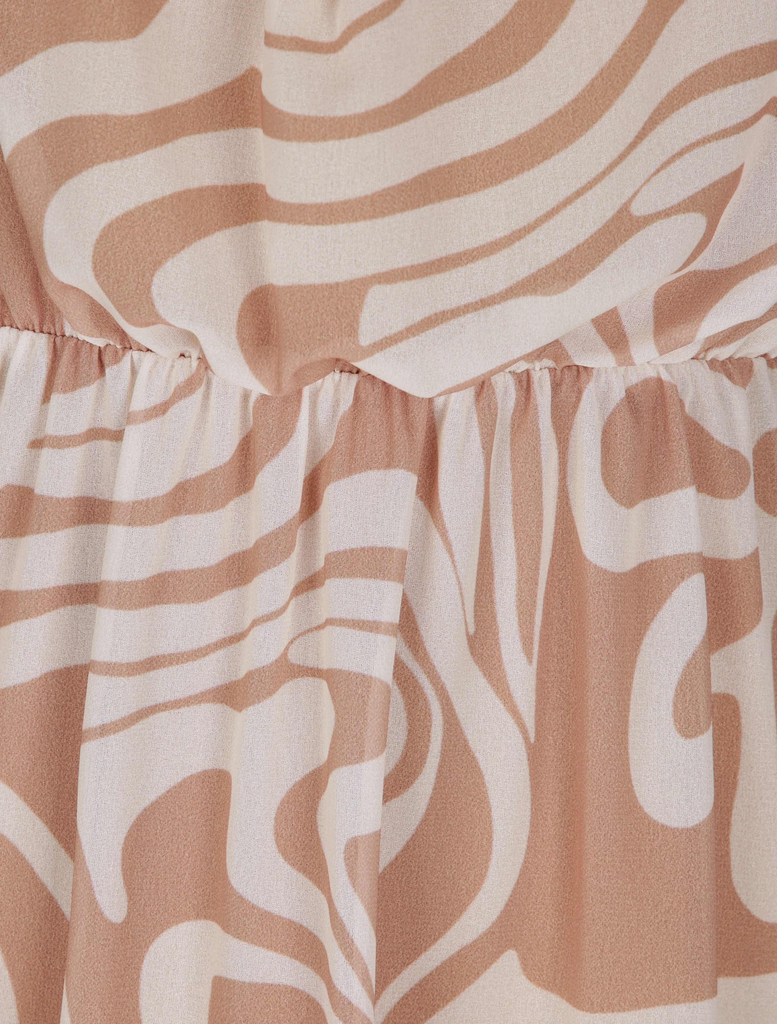 Jurk van voile met grafische print - Camel - Image 3