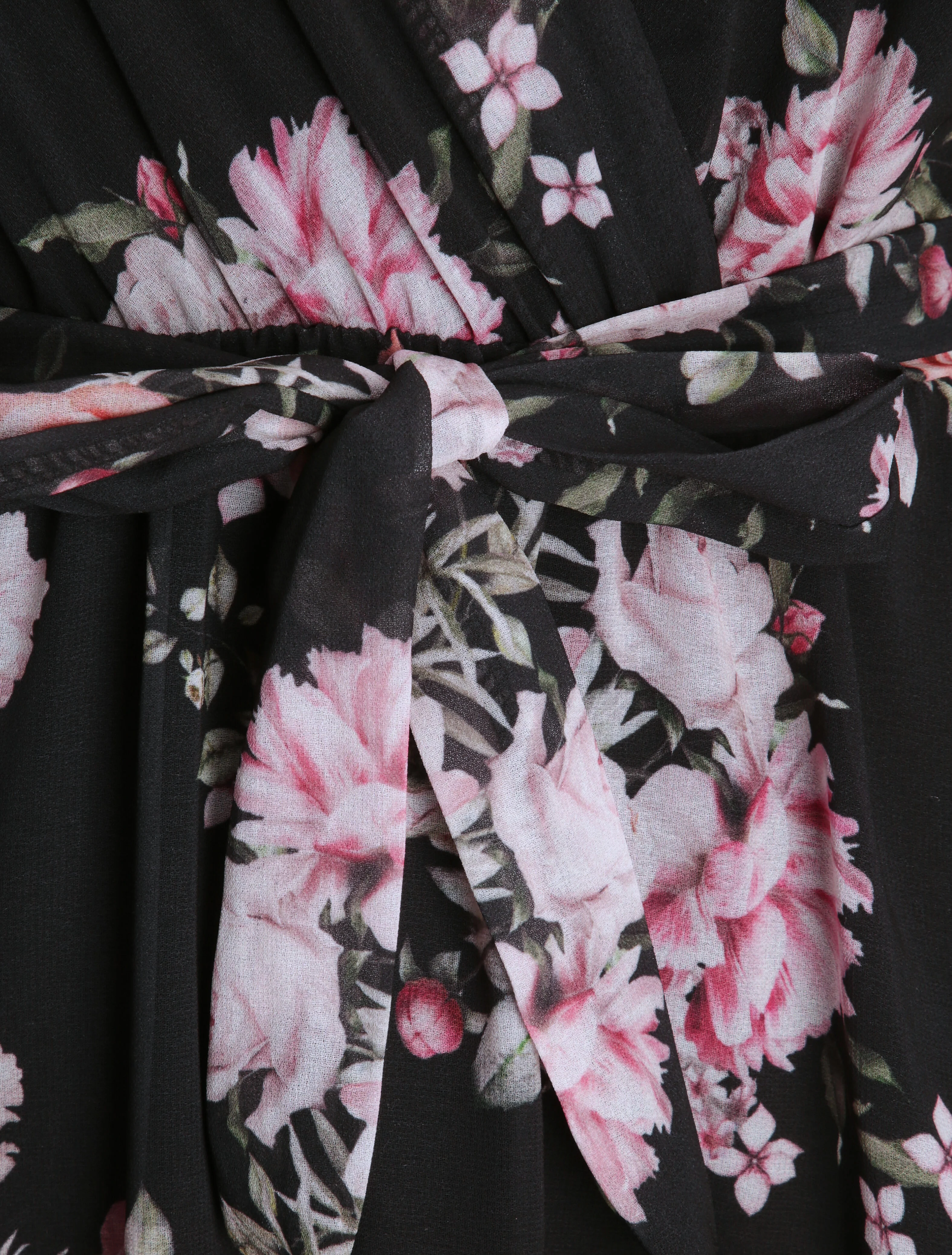 Jurk van voile met lentebloemenprint - Zwart - Image 3