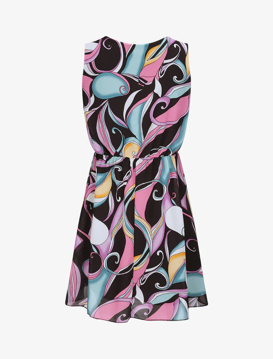 Jurk van voile met psychedelische print - Zwart - Image 2